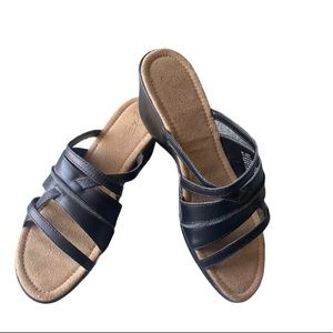 NEW WITHOUT Tag- JESSICA WEEKEND BLACK WEDGE SANDLES 8